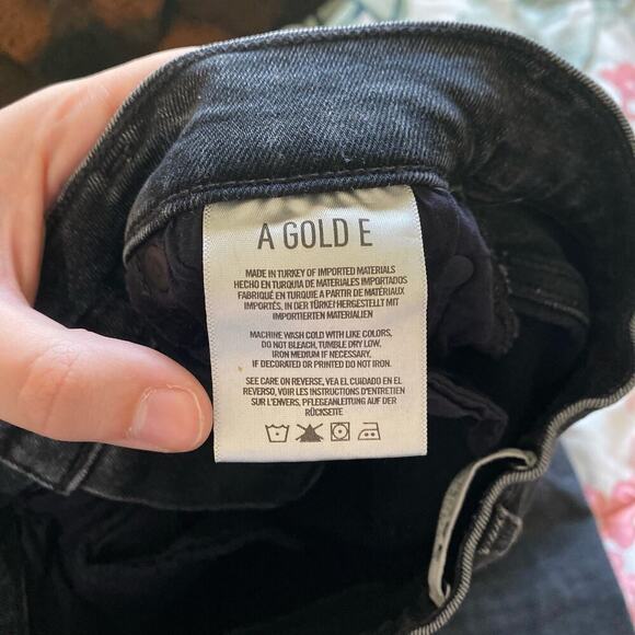 AGOLDE Sophie High Rise Skinny Crop Black Jeans Temple Distressed Hems Size 24 - Picture 9 of 10